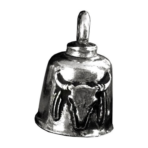 Pewter Motorcycle Gremlin Bell Buffalo Head Skull Made in the Usa