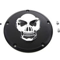 Chrome & Black Skull Derby Cover for Harley 5-Bolt Twin Cam 00-17