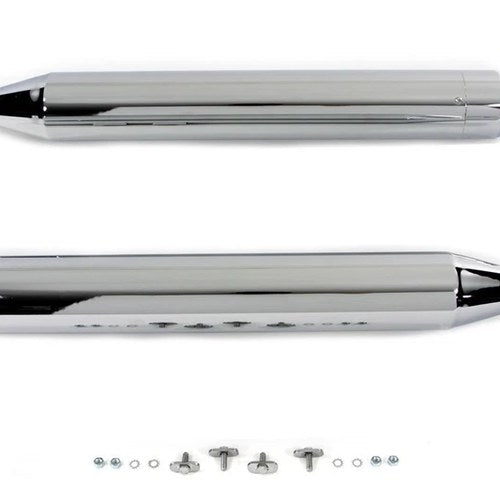 V-Twin 30-1413 4" Muffler Set with Chrome Long Type Tapered End Tips