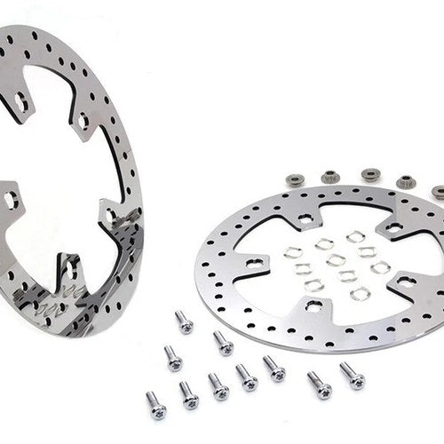 V-Twin 23-0079 11.8" Drilled Front Brake Disc Set Mirror Polished StainlessSteel