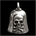 Pewter Motorcycle Gremlin Bell Skull & Crossbones Made in the Usa