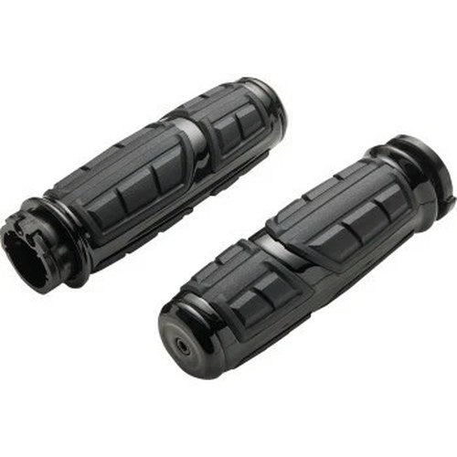 Ciro 54023 Black Chicane Hand Grips for Harley Cable Operated Throttle