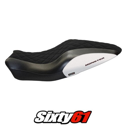 Ducati Monster 821 / 1200 2014 2015 2016 Seat Cover Tappezzeria Velvet White