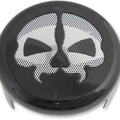 Drag Specialties 2107-0250 Gloss Black Skull Face Round Horn Cover for Harley