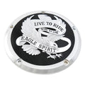 V-Twin 42-0225 Chrome & Black Eagle Live to Ride Clutch Derby Cover M8 Touring
