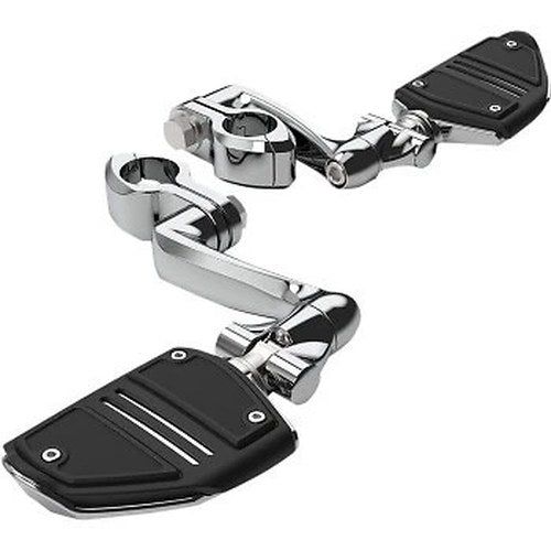 Ciro Extended Chrome 1-1/4" Engine Guard Highway Peg Mounting Kit w/ Twin Rail