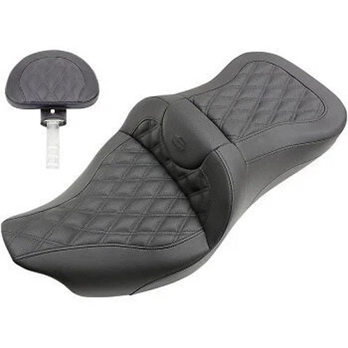 Saddlemen GelCore Lattice Stitch Road Sofa Seat w/ Backrest for Touring 08-24