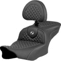 Saddlemen 823-07-208B5 RoadSofa Seat w/ Backrest Silver Dragon Scale Stitch