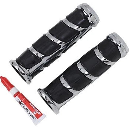 Kuryakyn 6372 Chrome Kinetic Iso Hand Grips for 1" Motorcycle Application