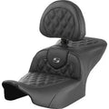Saddlemen Roadsofa Seat w/ Backrest Gray Lattice Stitch for FLTR/FLHX 23-24