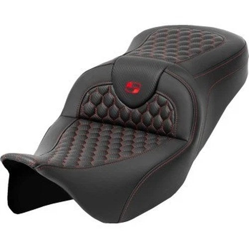 Saddlemen 808-07B-18904 RoadSofa Seat Red Honeycomb Stitch for 08-24 Touring