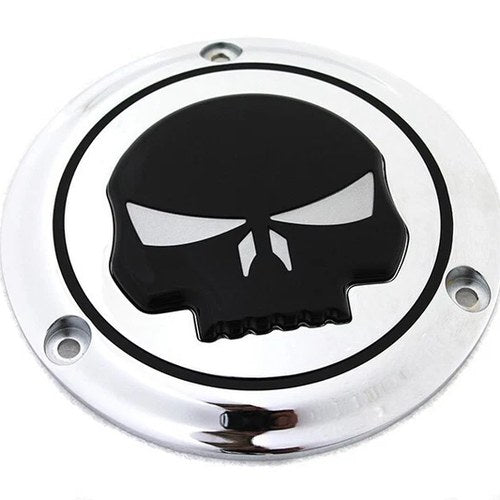 V-Twin Mfg. 42-0267 Chrome 3 Hole Skull Derby Cover for Big Twin 70-98