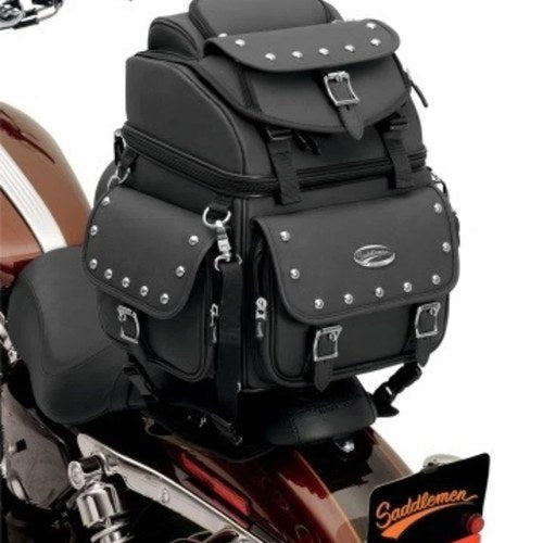 Saddlemen Sissy Bar Back Rest Bag BR1800EXS Touring Luggage with Studs Studded