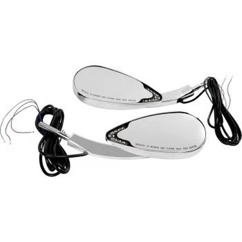Custom Dynamics LED Mirrors Pair w/ Run + Turn Signal Chrome Harley