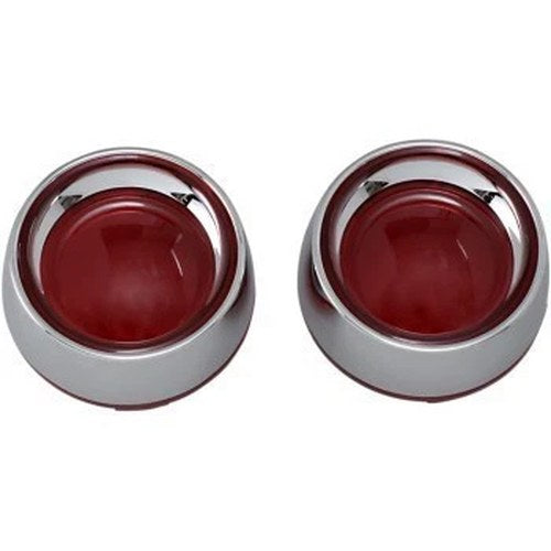 Kuryakyn 2109 Chrome Red Lens Deep Dish Bezels for Harley Deuce Style Signals