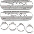 Drag Specialties 1861-0102 Chrome Flaming Skull Heat Shields