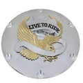V-Twin 42-0713 Chrome & Gold Live to Ride Eagle Derby Cover for Sportster 04-22