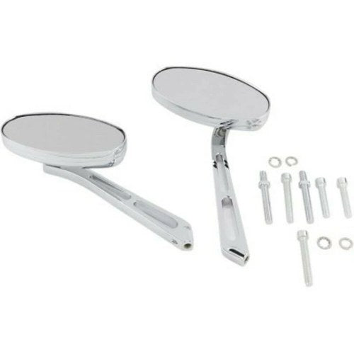Kuryakyn 1437 Chrome Ellipse Flat Glass Mirrors for all Harley Models 65-23