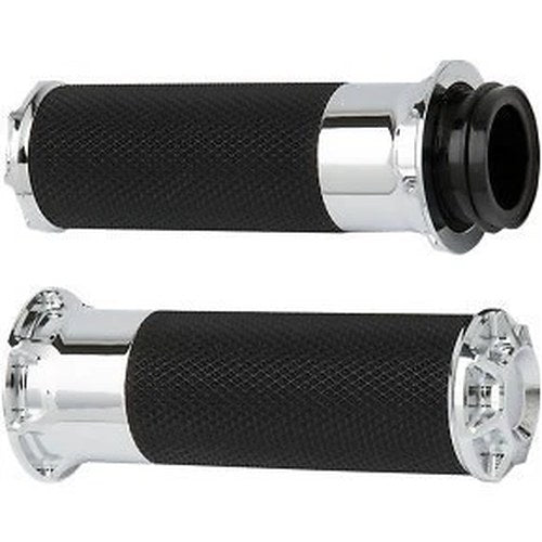 Arlen Ness 07-330 Fusion Beveled Hand Grips Chrome for Harley Cable Op