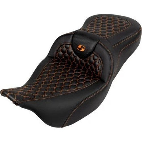 Saddlemen 808-07B-18903 RoadSofa Seat Orange Honeycomb Stitch for 08-24 Touring
