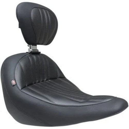 Mustang 79041 Black Touring Solo Seat w/ Backrest for Low Rider & Sport Glide