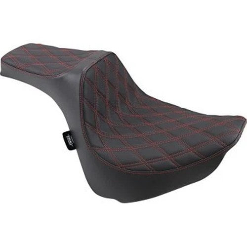 Drag Specialties 0802-1074 Predator Iii Seat Diamond Red Stitch - Fat Bob 18-24