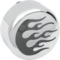 Drag Specialties 2107-0052 Chrome Black Flame Horn Cover for Harley