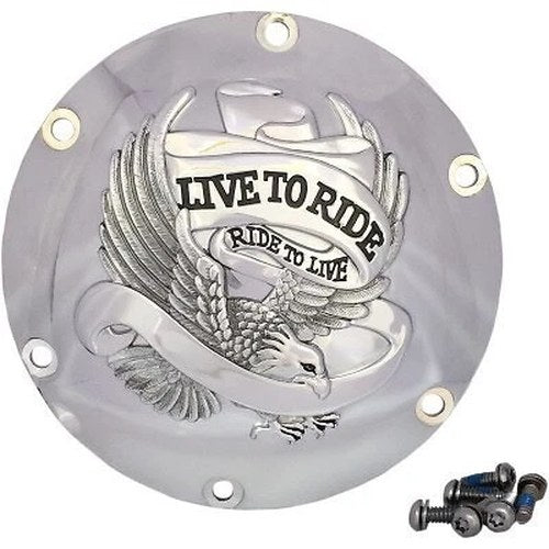 Drag Specialties 1107-0629 Live to Ride Eagle Chrome Derby Cover Sportster 04-22