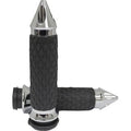 Avon Chrome Diamond Contour Spike Hand Grips for Harley Cable Op Throttle