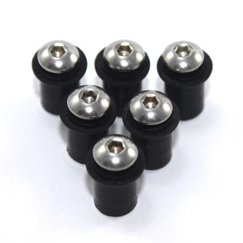 6x m5 Windshield Rubber Wellnuts & Bolts Windscreen Fixings Honda Suzuki Yamaha