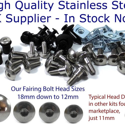 Yamaha R6 2017-2021 Stainless Steel Fairing Screen Bolt Screw Clip Kit Yzf R6
