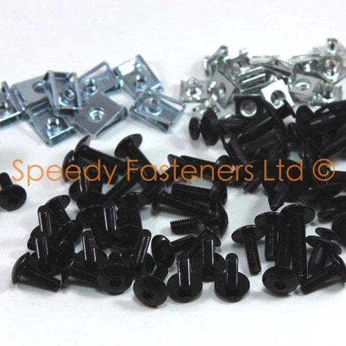 Yamaha Thunderace Yzf 1000 Black Anodised Aluminium Fairing Bolt Clips Bolts Kit