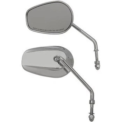 Drag Specialties 0640-1309 Chrome 5" Long Stem Teardrop Mirrors for Harley