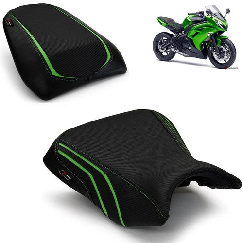 Kawasaki Ninja 650R Seat Covers 2012-2015 2016 Black Green Front Rear Luimoto