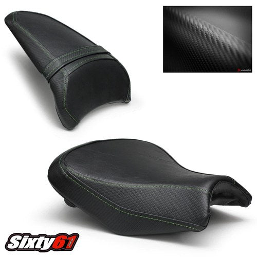 Kawasaki Ninja 650 Z650 Seat Covers 2017-2019 Luimoto Front Rear Green Stitch