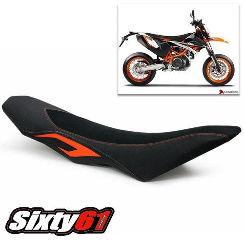 KTM Enduro R Smc-R Seat Cover Luimoto 2008-2018 Suede Carbon Black Orange