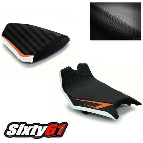 KTM RC8 RC8R Seat Covers 2008-2015 Luimoto Black Orange Front Rear Carbon Fiber