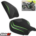 Kawasaki H2 SX Seat Covers 2018-2026 Luimoto Front Rear Green Black Carbon Suede