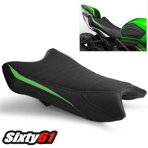 Kawasaki ZX6R Seat Cover 2019-2025 2026 Luimoto Front Black Green Suede Tec-Grip