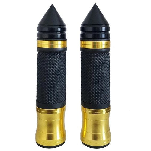 Suzuki Gsxr 600, 750, 1000, Hayabusa Black Gold Hand Grips Spiked Bar End 7/8