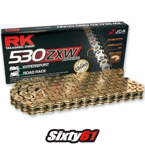 Motorcycle Gold RK Gxw Chain 150 Link-530 Pitch XW-Ring for Extended Swingarm