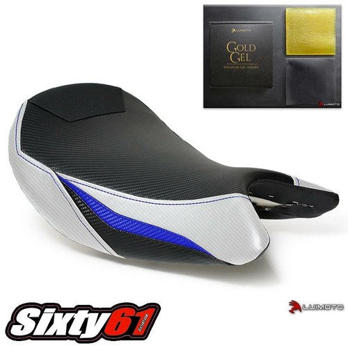 Suzuki Gsxs 1000 Seat Cover with Gel 2015-2020 Luimoto Front White Blue Carbon