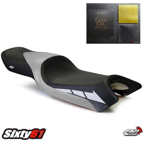 Yamaha FZ6 Seat Cover with Gel 2004-2011 Luimoto Front Black Silver Carbon Fiber