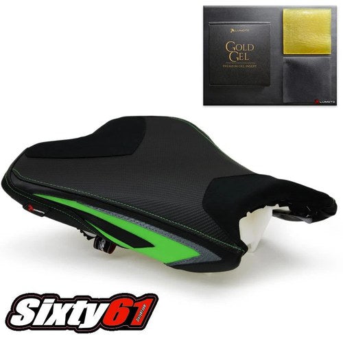 Kawasaki ZX6R Seat Cover with Gel Pad 2013-2017 2018 Luimoto Sport Green Front