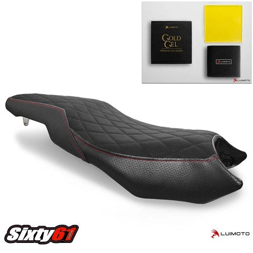 Indian Ftr 1200 Seat Cover with Gel 2019-2022 2023 2024 Luimoto Red Stitch Suede