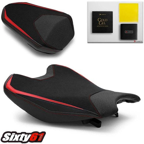 Honda Cbr 1000RR Seat Covers with Gel 2017-2025 2026 Luimoto Red Stitch Suede