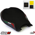 Ducati 848 1098 1198 Seat Cover with Gel 2008-2012 2013 Luimoto Red Stitch Suede