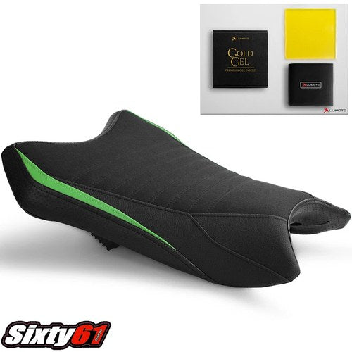 Kawasaki ZX6R Seat Cover with gel 2019-2026 Luimoto Front Race Green Black Suede