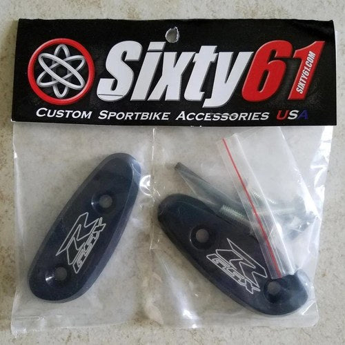 Gsxr 1000 Mirror Block Offs 2000-2002 2003 2004 Base Plates Black Caps Suzuki