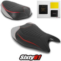 Hayabusa Seat Covers with Gel 2021-2025 Suzuki Luimoto Red White Tec-Grip Suede